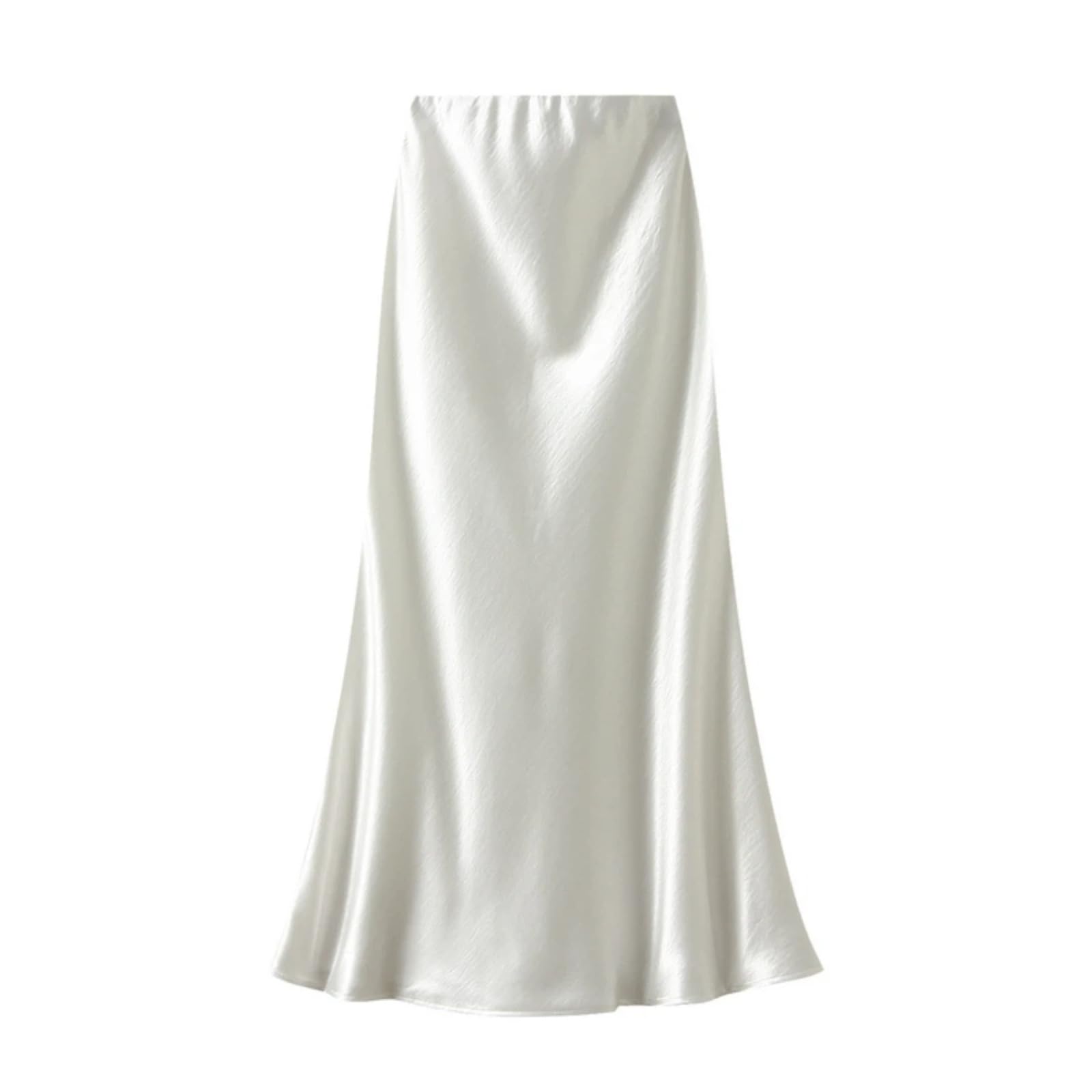 Falda Midi SATÉN Acetato Primavera Cola Pescado Mujer