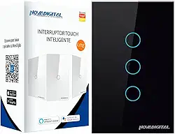 Interruptor Smart Wifi Inteligente Touch Nova Digital 3 botões Lite BR 4x2 Preto