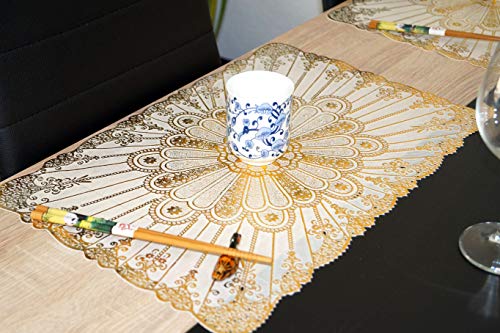 Ruwado Tapis de Table, napperons, napperons Glossy Golden Brillant. Design élégant et Extravagant. Sets de Table en PVC lavables et résistants à la Chaleur - 30 x 45 cm Cover