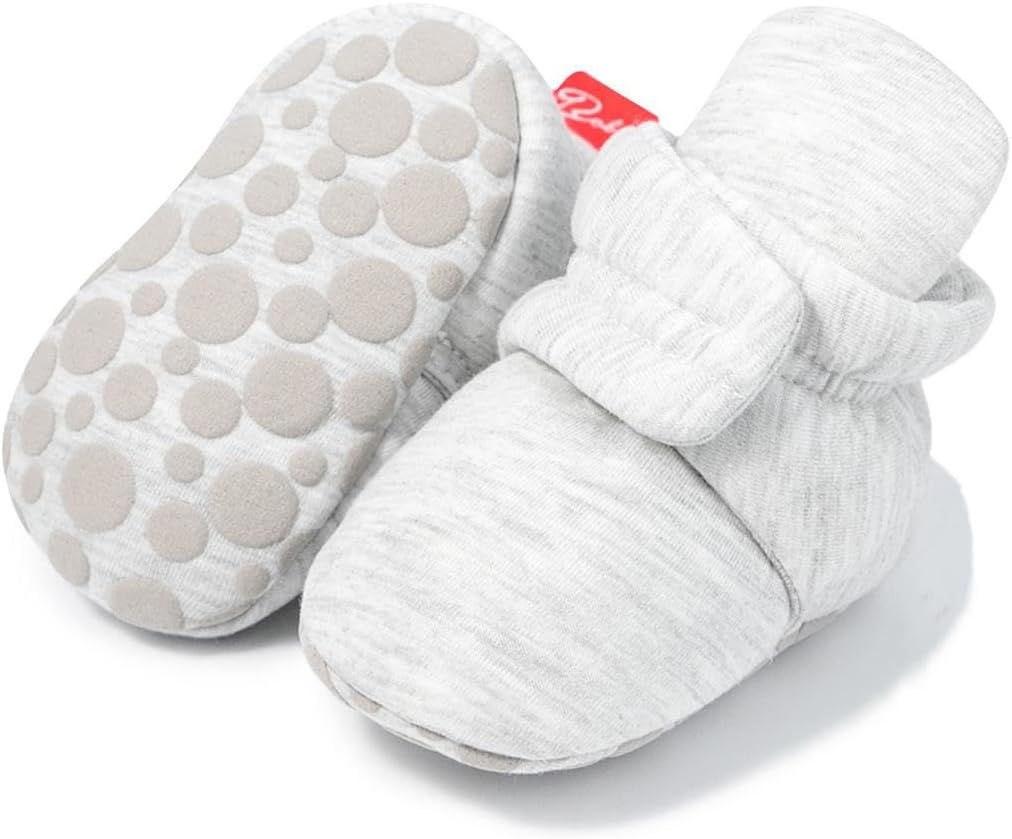 Newborn Infant Baby Girl Boy Cotton Booties Stay On Sock Slippers Soft Bedroom Shoes Non-Skid Ankle Boots With Grippers Toddler Crib Warm Shoe First Walker Birthday Shower