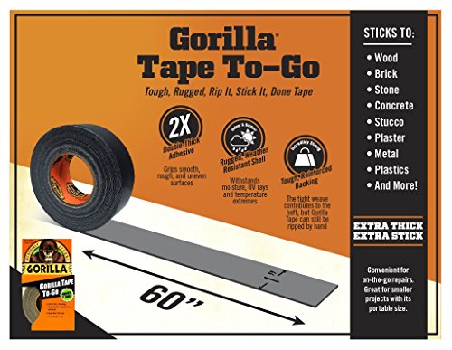 Gorilla Tape, Mini Duct Tape To-Go, 1" X 10 Yd Travel Size, Black, (Pack Of 6) #TOP1