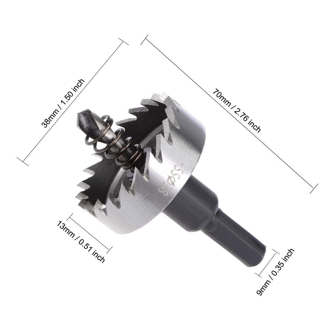 sourcingmap 38mm HSS Drill Bit Hole Saw for Stainless Steel Metal Alloy Wood, 38x13mm - Image 2