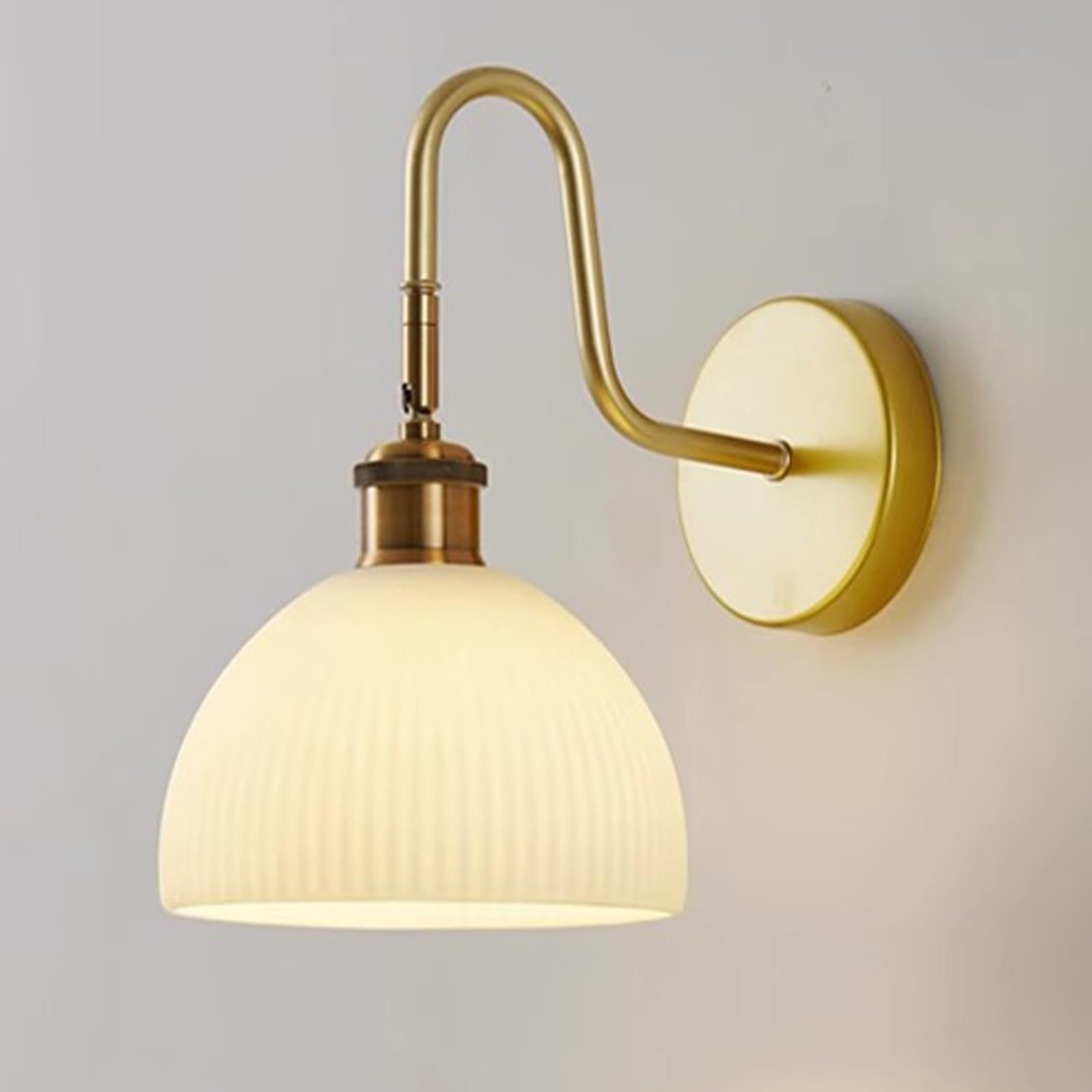 SXWNBIFH Modern E27 Wall Light Fixtures with White Glass Shade, Gold Bathroom Vanity Light, Hardwired Vanity Wall Lamps for Bathroom, Bedroom, Living Room, Stairs, Hallway