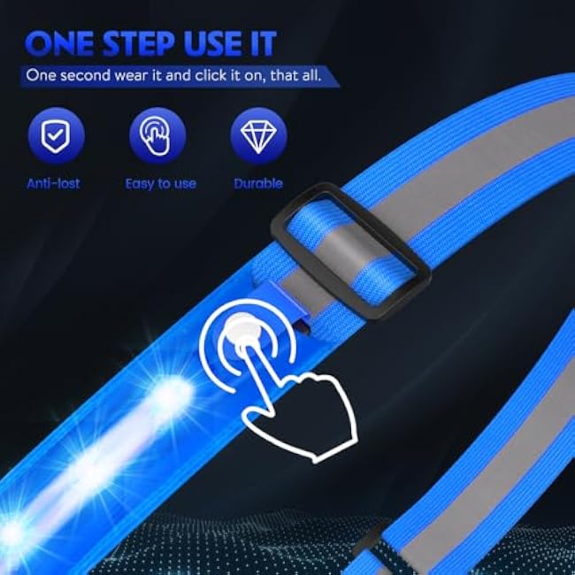 Simket Reflective Walking Gear, Rechargeable Led Reflective Sash, Adjustable Night Walking Safety Gear, High Visibility Safety Lights for Walking at Night for Men Women Jogging Running Biking