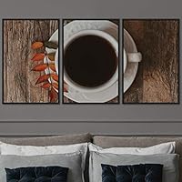 3 Piece Framed Canvas Wall Art Coffee Canvas Prints Home Artwork Decoration for Living Room,Bedroom - 16