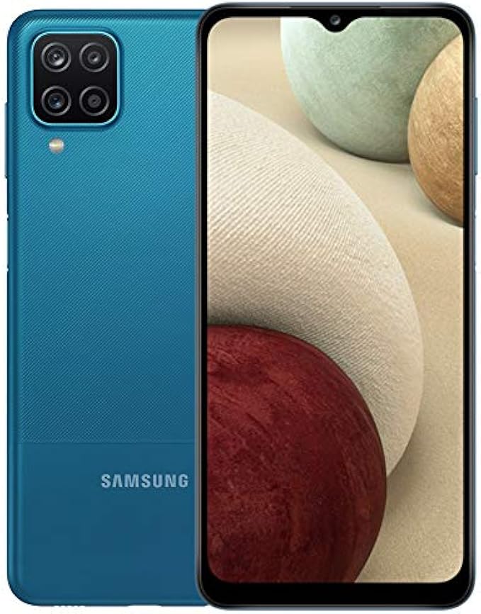 Samsung Galaxy A12 (A127M) 64GB Dual SIM, GSM Unlocked, (CDMA Verizon/Sprint Not Supported) Smartphone Latin American Version No Warranty (Omega Fast Car Charger Bundle) (Blue)