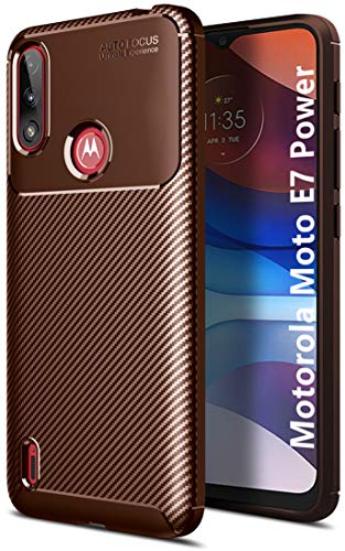 MOONCASE Case for Motorola Moto G Stylus (2021), Carbon Fiber Texture Design Back Cover Flexible Soft TPU Shockproof Slim Lightweight Case for Motorola Moto G Stylus (2021) - Brown