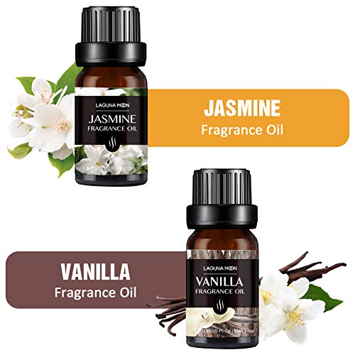 Lagunamoon Floral Set of 6 Fragrance Oils Gift Set, Parma Violet, Freesia, Lily, Rosemary, Jasmine, Vanilla Fragrance Oil for Candle Making, Soap Crafting, Bath Bombs, Diffuser, 10ML/Bottle