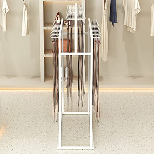 Men'S Belt Display Stand Tie Racks Hanging Hook Commercial Shelves,Clothing Store Boutiques Retail Storage Holder Nakajima Display Stand,Multifunctional Scarf Rack Shawls,White,120*40*150Cm