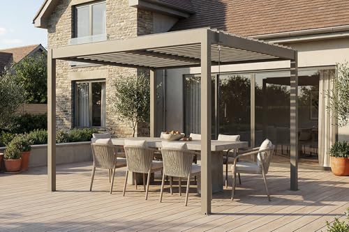 Cazeboo Pérgola bioclimática autoportante Piana, 3x2,5m, Aluminio Color Topo
