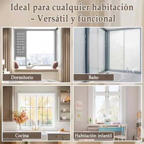 Mosquiteras Para Ventanas de Fibra de Vidrio Ajustable,Viene Con Adhesivo de Velcro y Herramientas de Instalación,Sin Taladra,Mosquitera Ventana a Prueba de Insectos y Gatos (Blanco, 130x150cm)