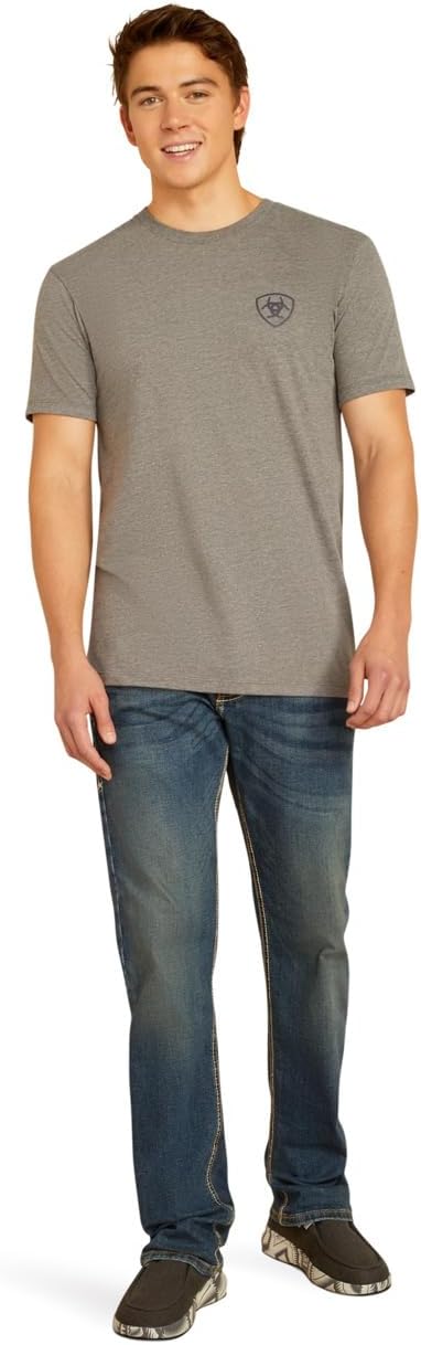 ARIAT Men's Southwestern Longhorn T-Shirt, Graphite Heather, X-Large - Image 3