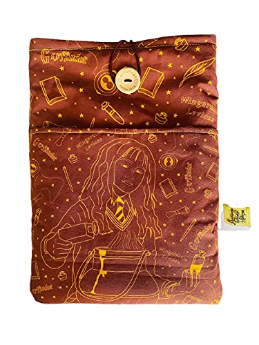Funda artesanal para libros y tablets de Hermione Granger + marcapáginas de regalo, funda de algodón ecológico, acolchada y con bolsillo...