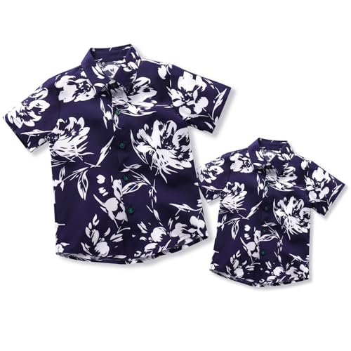 Image of Daddy and Me Matching Outfits Hawaiian Father and Son Matching Shirts for Family Photoshoot Summer Men Boys Father's Day Tops