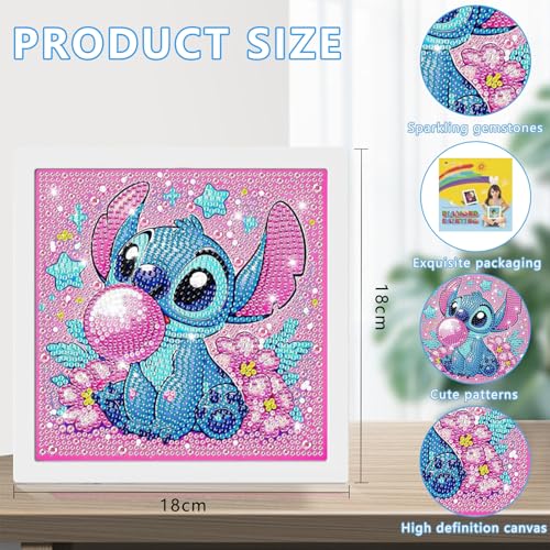 Milygobam 5D Diamond Painting for Kids,Diamond Art with Wooden Frame,Cute Cartoon Kids Diamond Art Set,DIY Full Drill Art Kits for Kids,Gem Art Kits Gift for Kids Girls,Boys (Rose red) - Image 2