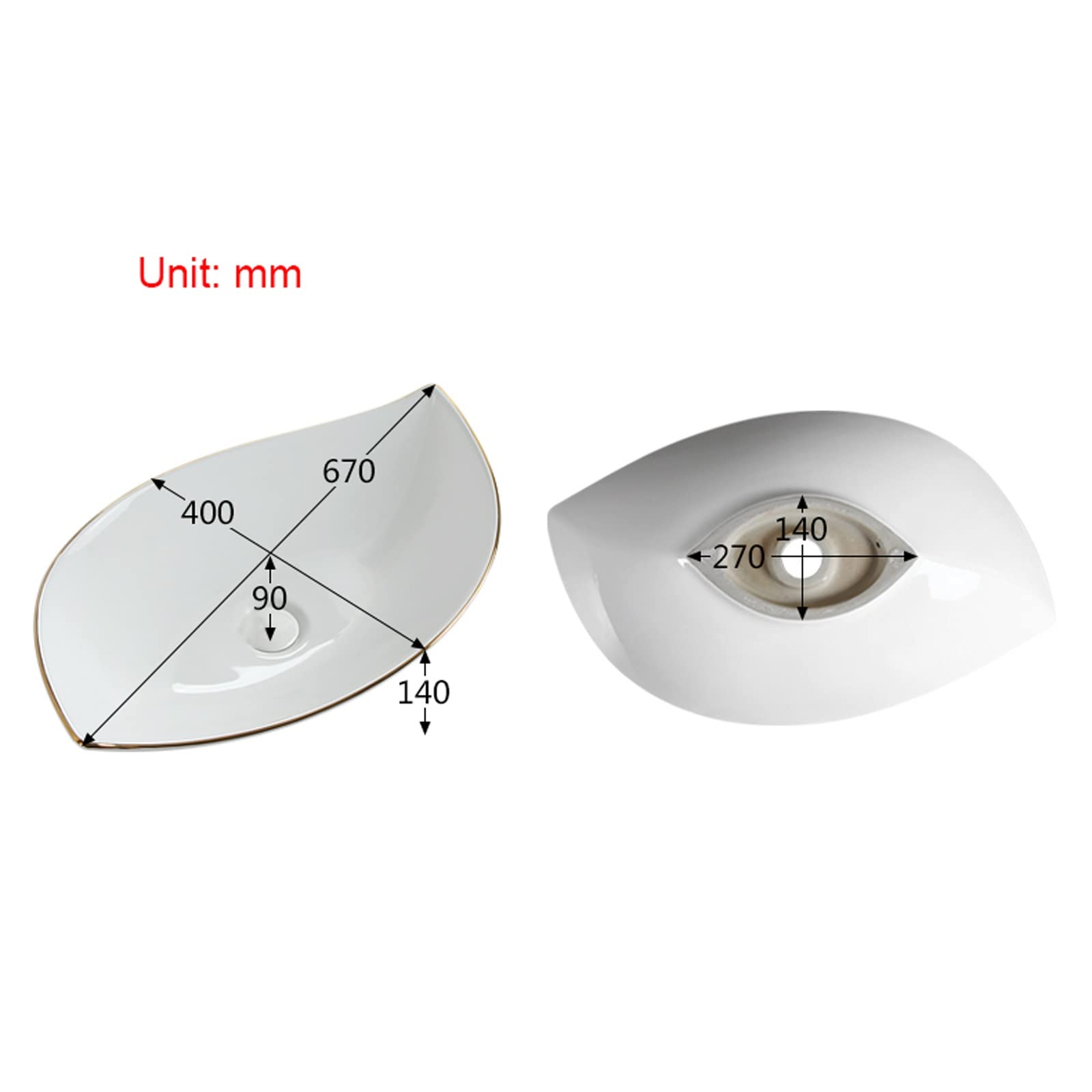 Fregadero de baño Lavabo de baño con recipiente cerámica porcelana blanca