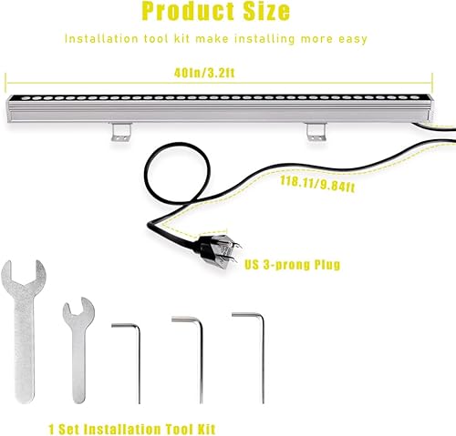 Miniatura 6 de Luces LED para lavadora de pared de 36 W, iluminación blanca de lavado de pared de 5000 K, barra de luz LED de 3.2 pies40, barra de luz LED de 120