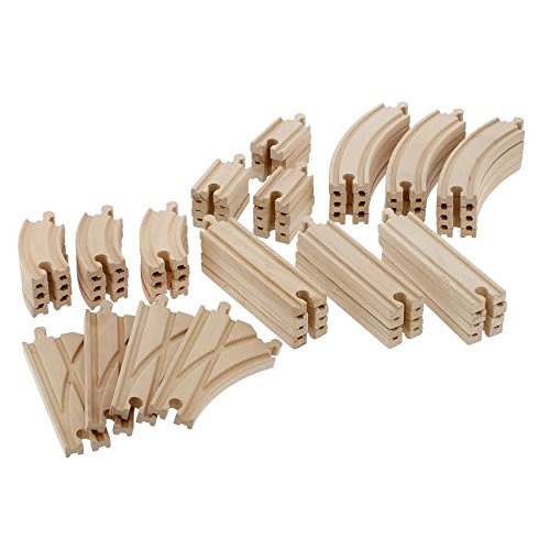 Right Track Toys LYSB005AW85YG-TOYS Wooden Train Track 52 Piece Set - 18 Feet Of Track Expansion And 5 Distinct Pieces - 100% Compatible With All Major Brands Including Thomas Wooden Railway System - By Right Track Toys thumb #2