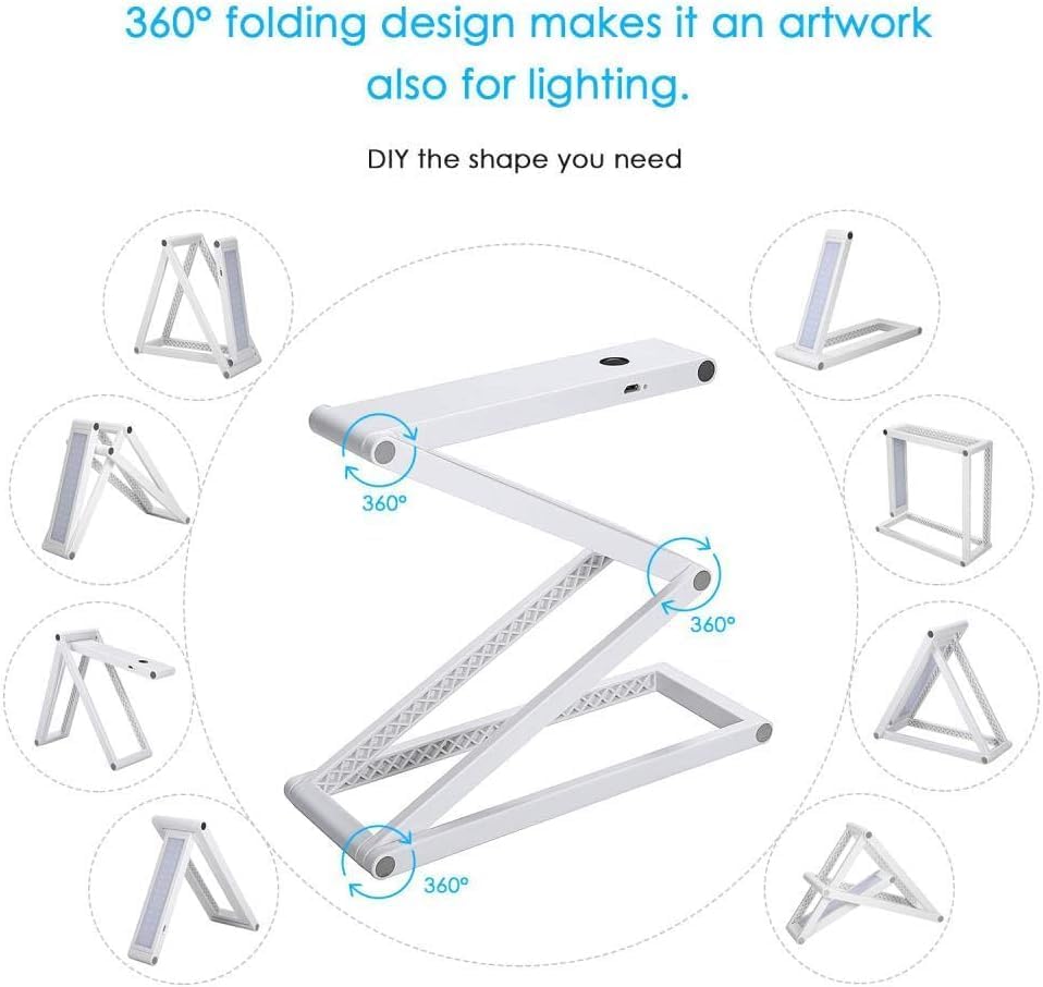 Miniatura 6 de GOTOTOP Lámpara de escritorio LED plegable portátil USB recargable luz de mesa 2 modos regulable para leer estudiar camping dormitorio oficina 300lm