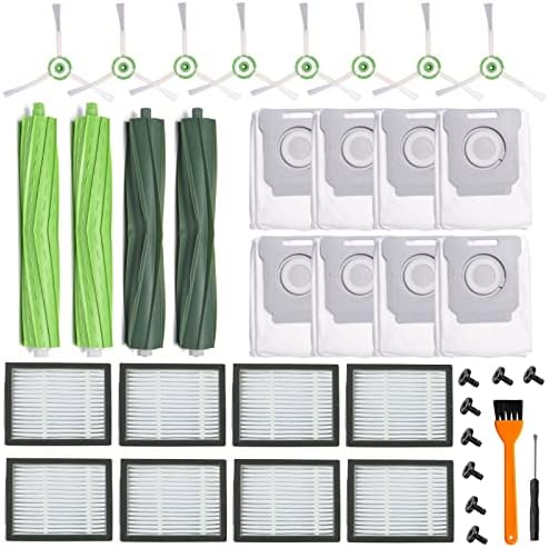 26 Replacement Parts for iRobot Roomba i7 i7+ i3 i3+ i4 i4+ i6 i6+ i8 i8+ j7 j7+/Plus E5 E6 E7 Robot Vacuum Accessories, 2 Multi-Surface Rubber Roller Brushes 8 Filters 8 Side Brushes 8 Vacuum Bags