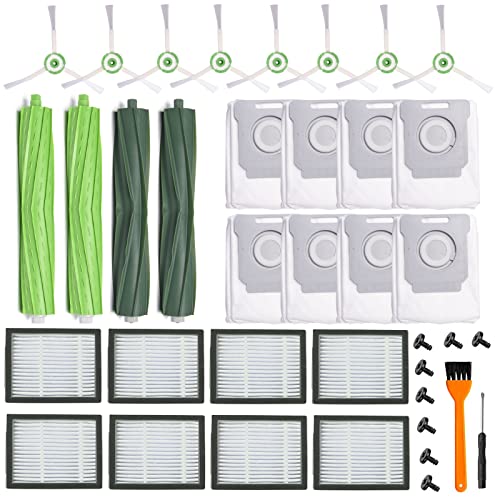 26 Replacement Parts For Irobot Roomba I7 I7+ I3 I3+ I4 I4+ I6 I6+ I8 I8+ J7 J7+/Plus E5 E6 E7 Robot Vacuum Accessories, 2 Multi-Surface Rubber Roller Brushes 8 Filters 8 Side Brushes 8 Vacuum Bags #TOP1