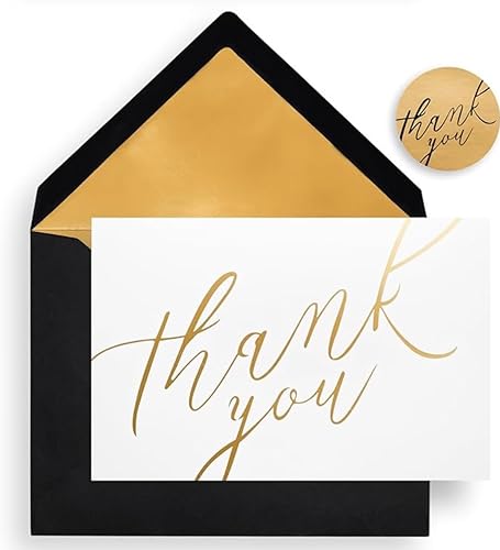 Miniatura 10 de Tarjetas de agradecimiento con sobres, paquete de 120 unidades de lujo, interiores con estampado de lámina dorada y calcomanías a juego, más de 64