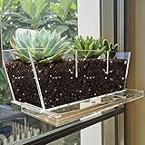 NIUXX Window Flower Pot with Removable Drain Tray, Planter Boxes with Strong Mounting Stickers, Succ