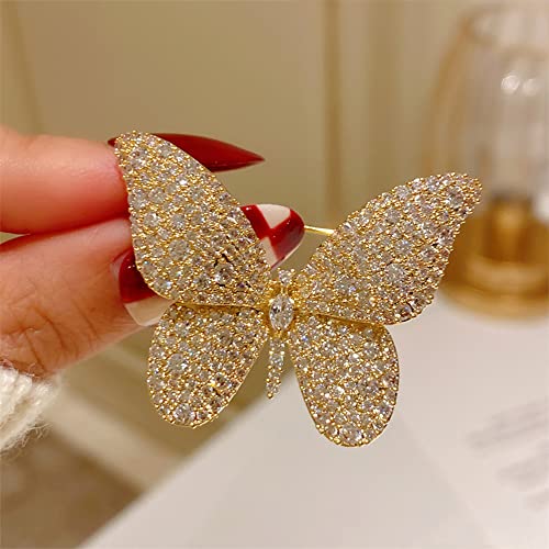 Image of Luxury Butterfly Full CZ Brooches Pins Sparkly Crystal Animal Brooch Classic for Wedding Party Dance Banquet for Women Ladies Dainty Elegant Beautiful Girls Minimalist Lapel Pins Dress Suit Ceremony Clothes Accessories Jewelry Mother's Day Valentine's Day Decor Christmas Gifts