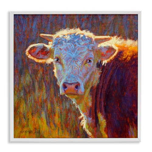 Modern Cow Portrait Farmhouse, 12 x 12 Inch Framed Giclée Print