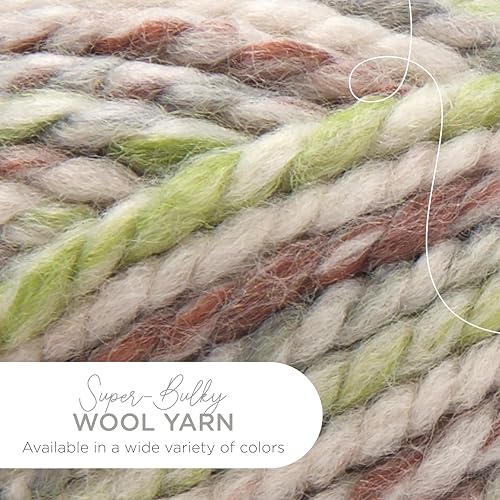 Image of Lion Brand Yarn, Wool-Ease Thick & Quick Yarn, Fern, Cream Multi, 3 Pack | Super Bulky Wool Acrylic Blend Fiber for Soft Hats, Sweaters, Chunky Blankets, Yarn for Crochet, Knitting, Crafts, Weaving