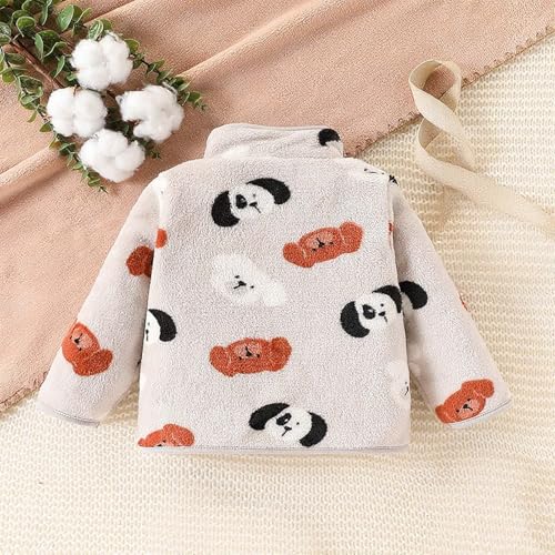 Kids Dog Printed Fleece Jacket Toddler Baby Boys Girls Coats Winter Warm Sherpa Lining Outerwear Soft Lightweight4