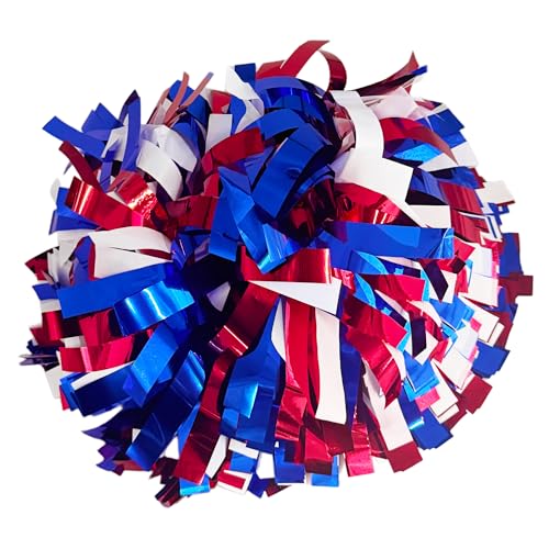 Danzcue 6 Inches Metallic Cheerleading Pom Pom with Baton Handle Pack of 2