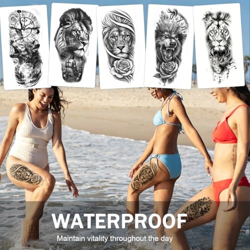 Image of MAYCREATE 34 Sheets Temporary Tattoo Sticker For Men Black Tattoo Stickers Waterproof Large Tattoos Sticker Set-Black