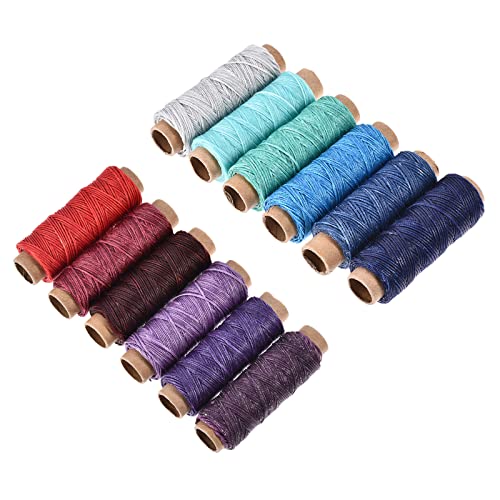 Set de hilo encerado para coser cuero 12 colores 55 yardas miniatura 1