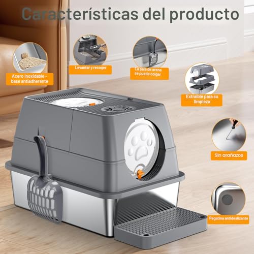 Caja de arena cerrada extragrande para varios gatos en casa 4