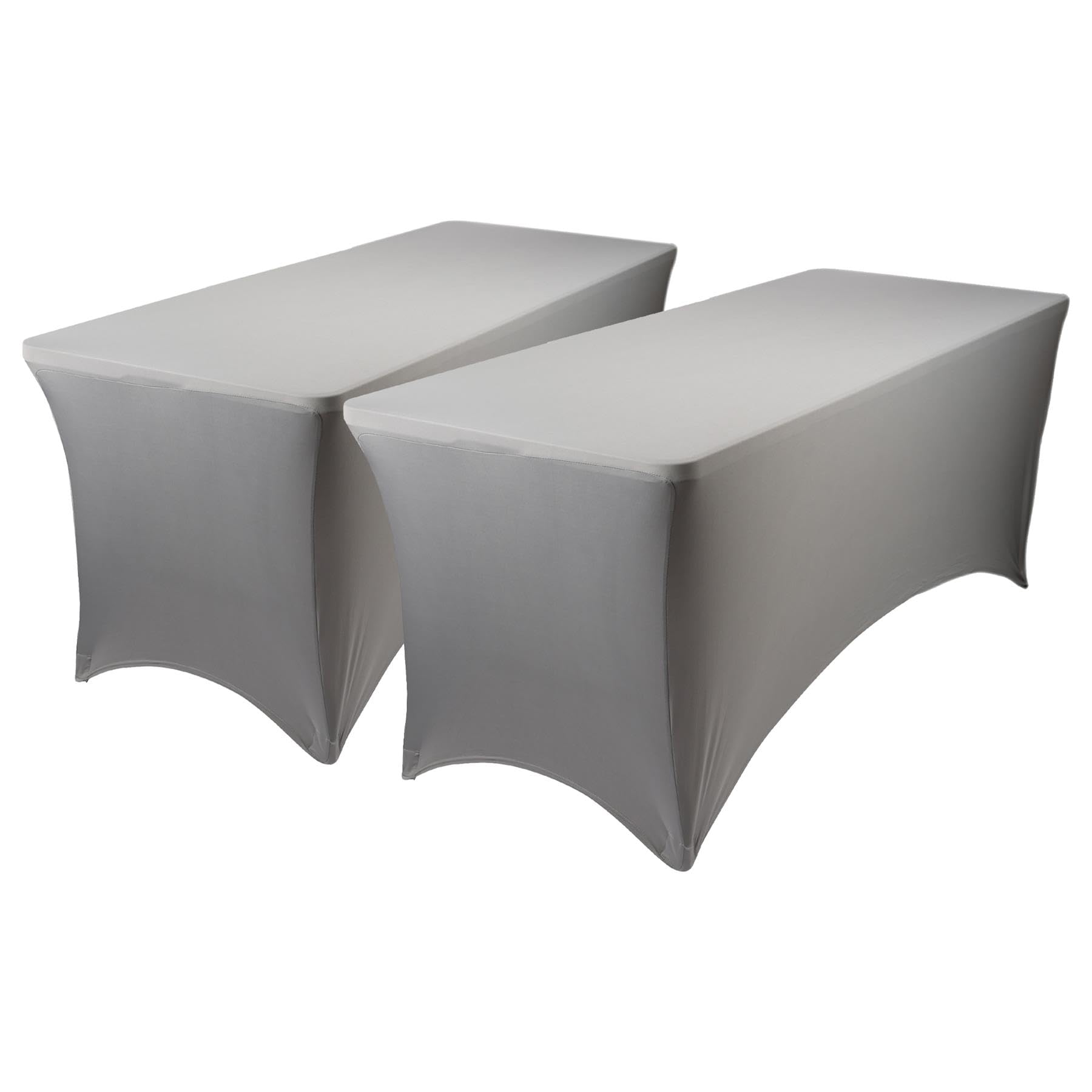 Harbour Housewares Rectangular Spandex Fitted Tablecloths - 6ft (180cm) - Grey - 2x Elasticated Stretchy Outdoor Garden Folding Display Party Dining Trestle Table Cloth Cover with Stretch
