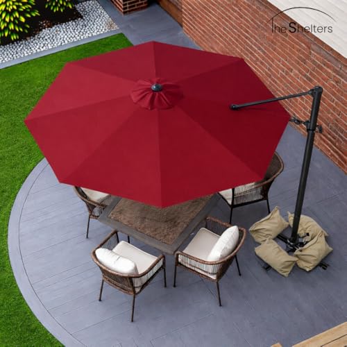 Image of THESHELTERS - Premium Garden Umbrella 360 Degree Rotating Stylish and Durable Outdoor Garden Umbrella with Heavy-duty Water Base (95Kgs)- Patio and Lawn Umbrella, 2.5x2.5m Big Size Outdoor Umbrella with Stand