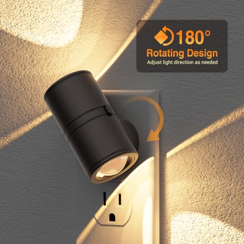Image of JandCase Night Light Projector,LED Night Lights Plug Into Wall,Dusk to Dawn | 4 Pack 180Rotating Mini Night Light Plug in，0-100LM Dimmable Brightness Nightlight for Bedroom Hallway Living Room
