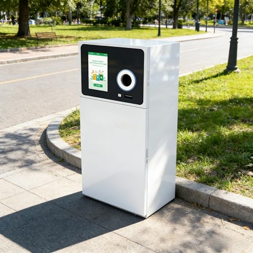 High Capacity Reverse Vending Machine - Industrial Bottle Recycling Kiosk with Compactor for Supermarkets, Large-Volume Can and Plastic Recycler with 2,500 Container Capacity