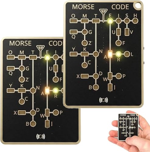 Morse Code Trainer Card Pro (LED Edition), Professional PCB Style with Interactive LEDs & Signal Buttons, Telegraph Practice & Encryption Training, Real-Time...