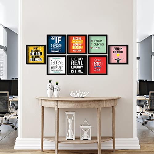 Upgrade Your Office Decor with PAPER PLANE DESIGN Framed Posters - Set of 8 (10x10") - Perfect Wall Accent (A)