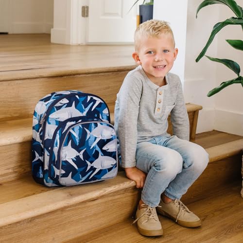 Image of Wildkin Kids 12-Inch Toddler Backpack - Lightweight School Bag for Daycare & Travel, Ages 3-7, Sharks, 12 x 10 x 4.5 inches, 12-inch Backpack Boys