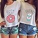 Best Friends TShirt 2-pack Women Donut and Coffee BFF Matching Cute Shirt Cartoon Tops Funny Tees By JINT (Best-S+Friends-S)