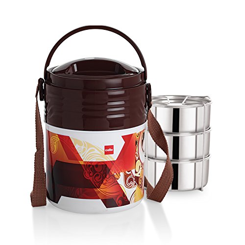 Image of Cello Stainless Steel Lunch Box Set, 355ml, Set of 3, Brown