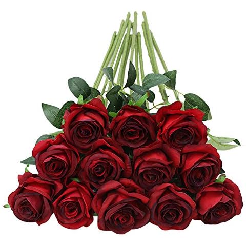 Tifuly 12 PCS Long Stem Artificial Roses Cover