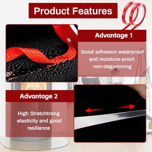 Silikondichtlippe Glasbodenplatte, Ofendichtschnur, Kamindichtung, beidseitige Dichtlippe selbstklebend für Glasbodenplatten, Kamine, Herdplatten, Bodenplatte, Brandschutzplatte