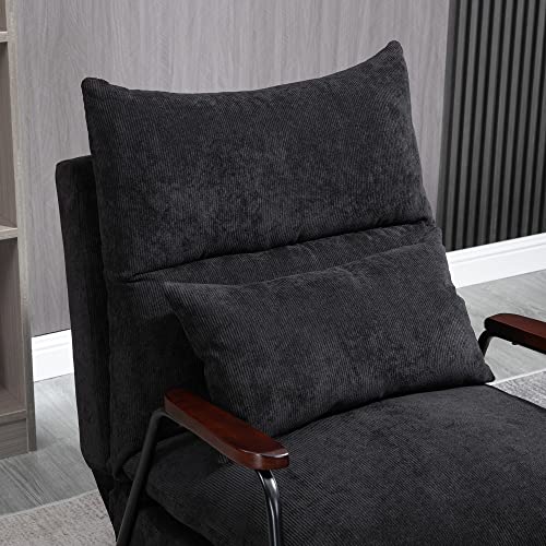 Homcom Accent Chair With Ottoman, Reclining Comfy Chair With Adjustable Backrest, Steel Frame And Pillow For Living Room, Bedroom, Black #TOP7