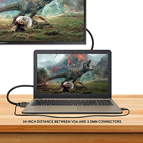 Cmple - Vga Svga Monitor Cable, Gold Plated Connectors, Support Full Hd Displays Hdtvs (Male-To-Male) With 3.5Mm Stereo Audio - 10 Feet #TOP4