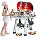 KIZONLY Kids Grill Playset for Toddlers 3-5, 2-Layer Outdoor BBQ Cooking Toy with Smoke, Lights and Sounds, Backyard Pretend Play Kitchen Set, Outside Toys for Boys and Girls