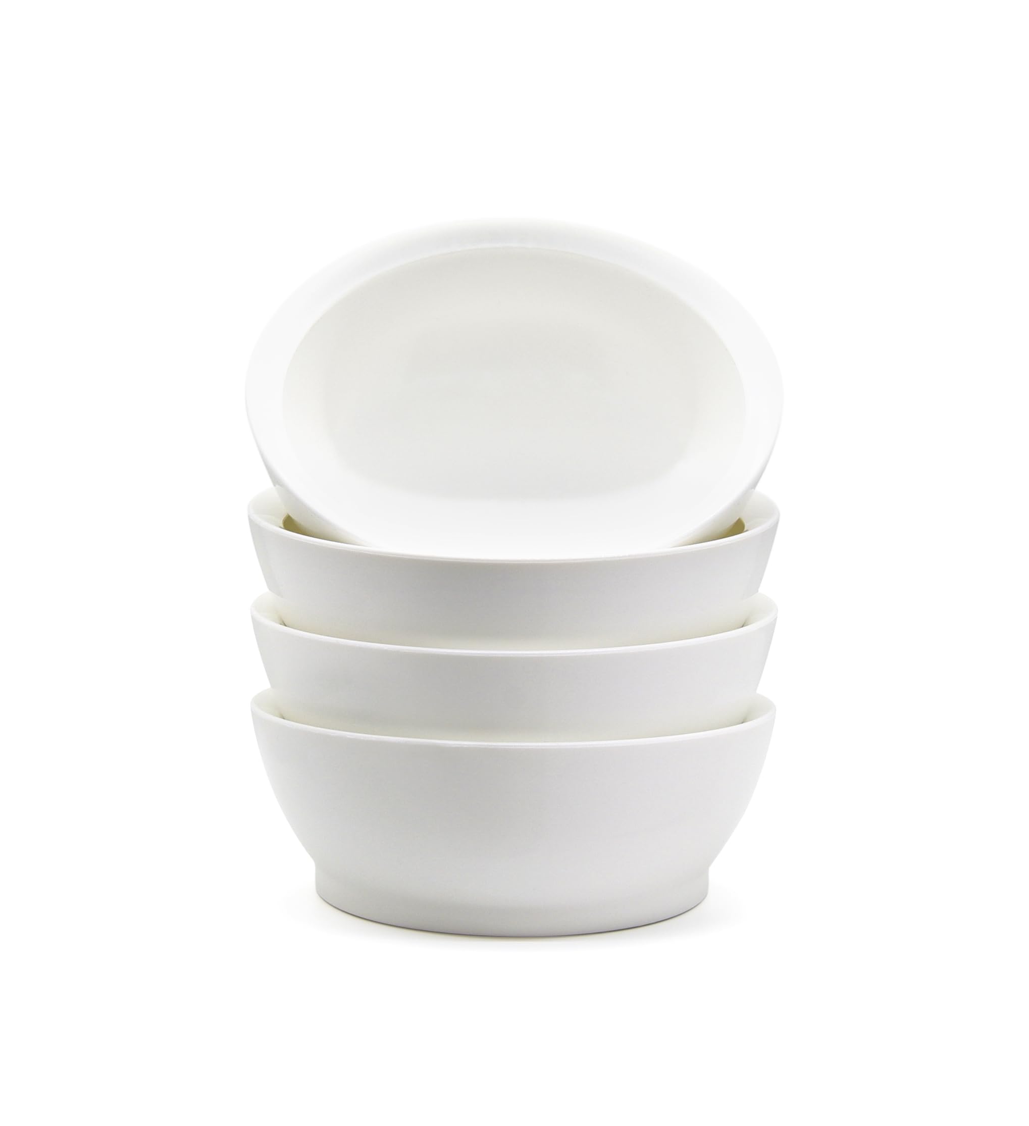 Sponsored Ad - Large Non-Spill Plastic Bowl Set - 28oz Reusable Kitchen Bowls with Concave Inner Lip and Non-Slip Base - For Cereal, Soups, Mixing and Serving - Set of 4 - Foamy White